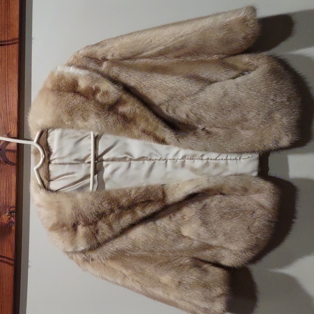 Mink Fur Jacket Wrap Blonde Vintage Rodeo Winter Montana Colorado Vacation - Picture 2 of 11